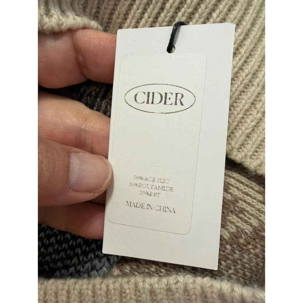 NWT Cider Cardigan Women Medium Multicolor Argyle Oversized Fuzzy V-Neck